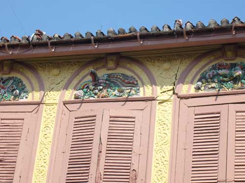 Detail of a roof of a heritage house in Chinatown, Malacca