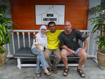 Yours truly with Annuar and his wife at Nipah Guesthouse